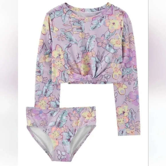 NWT Toddler 2-Piece Tropical Floral Rashguard Set by OshKosh